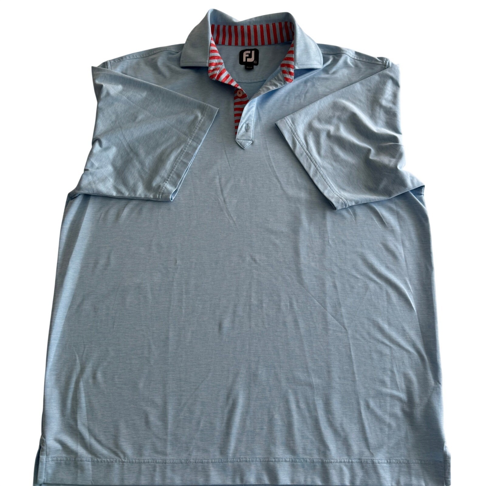 Footjoy Prodry Golf Polo Shirt Mens Xl Light Blue Heather Performance Stripe